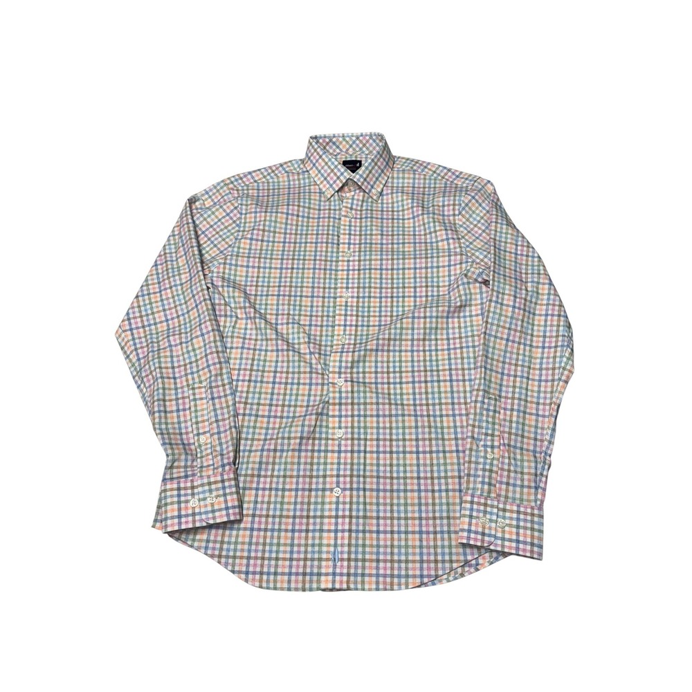 Johnnie-O Performance Kyler Plaid Button Down Shirt Malibu Blue Mens Small